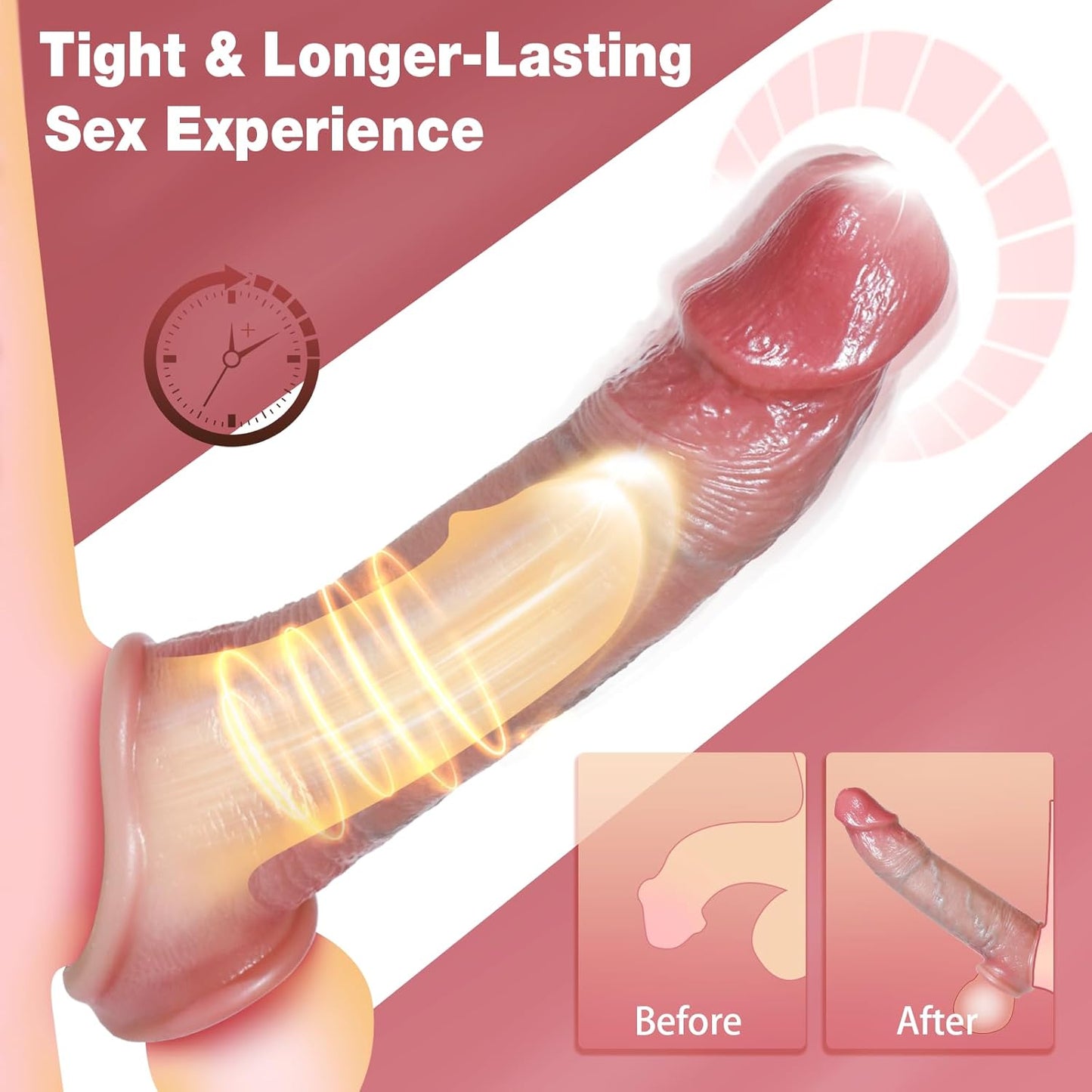 Penis Sleeve Extender Cock Ring with 10 Vibration Modes