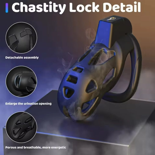 Chastity Cage Device Penis Exerciser with 3 Sizes Rings and Invisible Lock