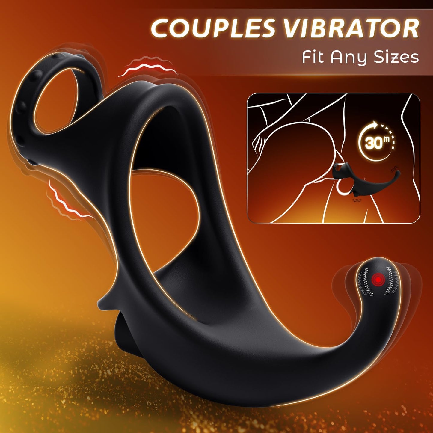 Anal Vibrator Butt Plug Penis Ring Stimulator Male Sex Toys with 10 Vibration Modes