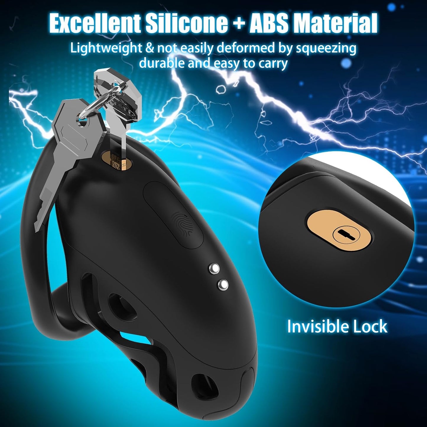 Remote Control Electric Shock Cock Cage Masturbator with 6 e-stim Intensities