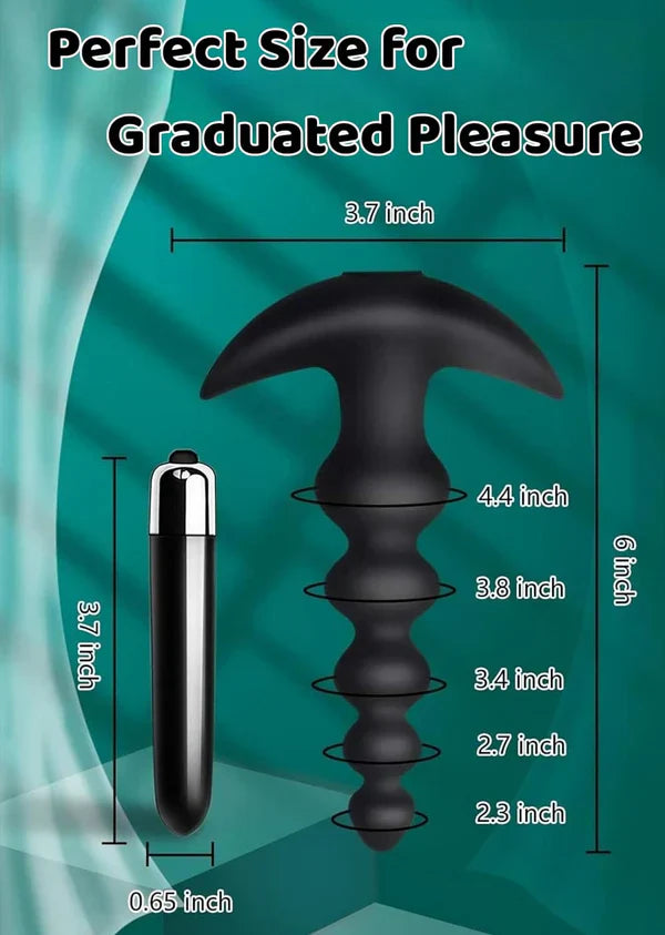 Anal Beads Vibrator Prostate Massager with 10 Powerful Vibrations