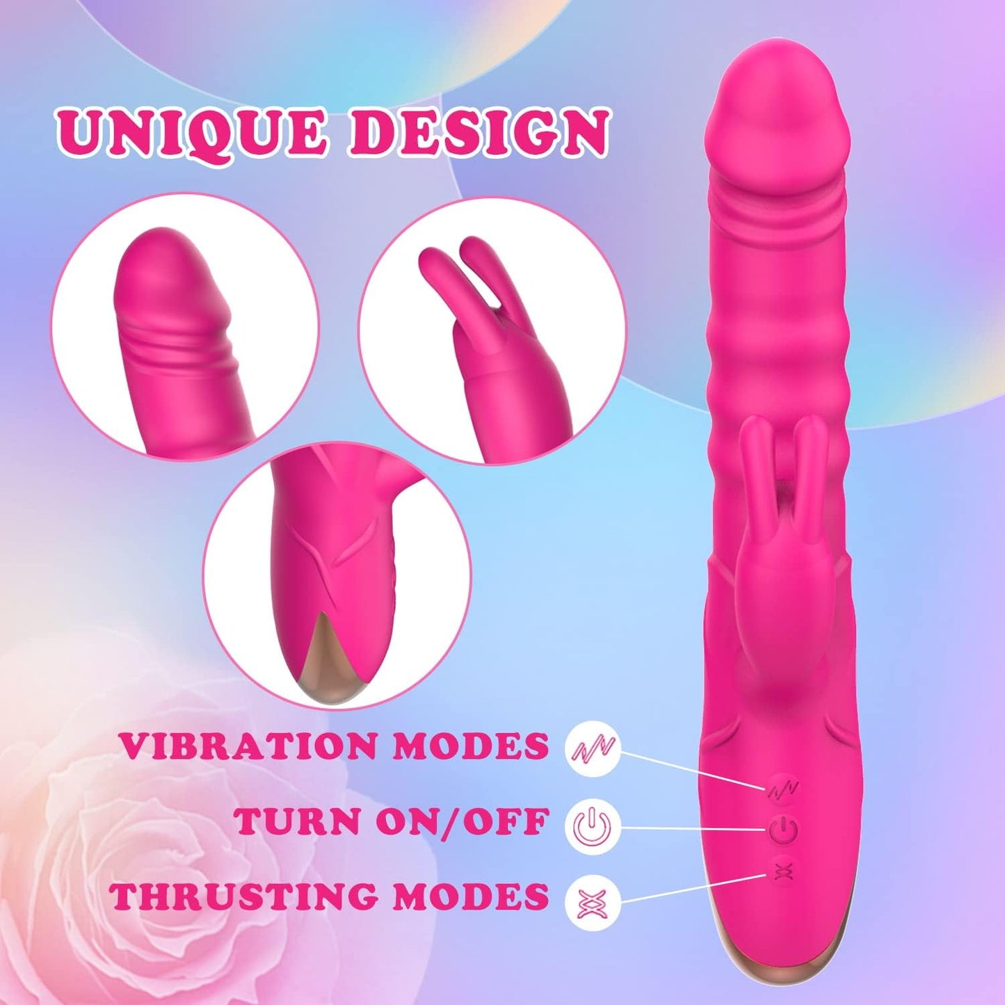 3 modes de poussée et 10 modes de vibration Vibromasseur Rabbit