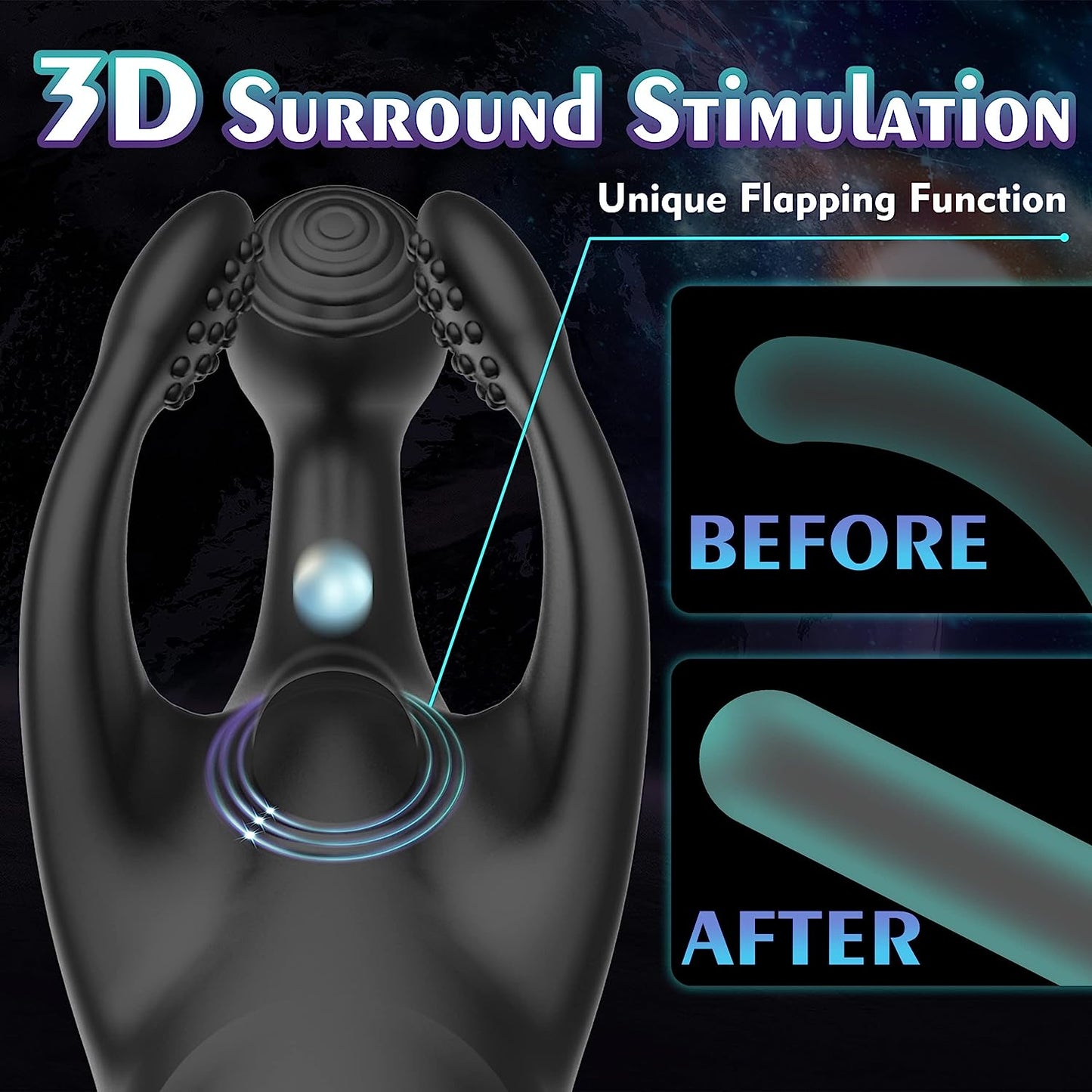Vibrateur de pénis masturbateur à battement 2 en 1 avec 10 battements et 10 vibrations puissantes