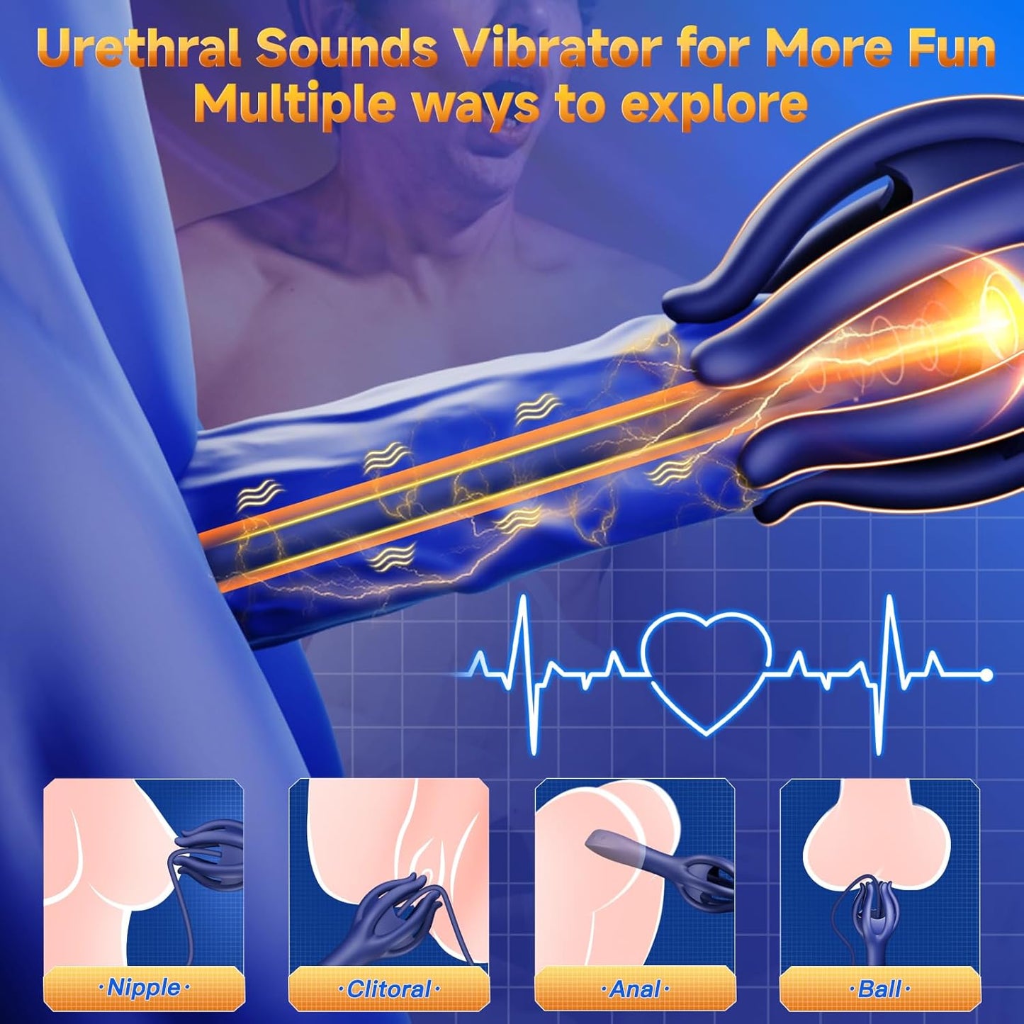 360° Tentacle Wrap Penis Vibrator Stroker with Dilator & 10 Training Vibrating