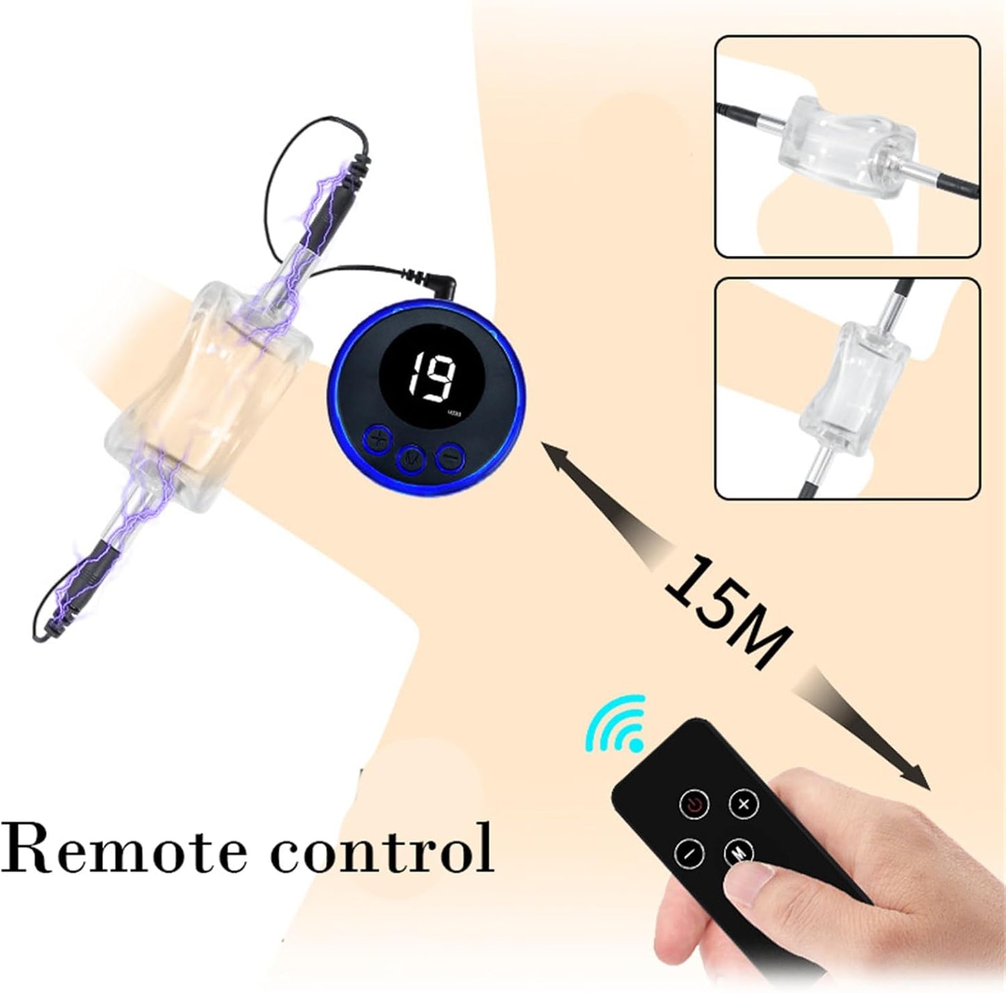 Electric Shock Cock Ring Penis Glans Trainer with 8 Modes & 19 Gears