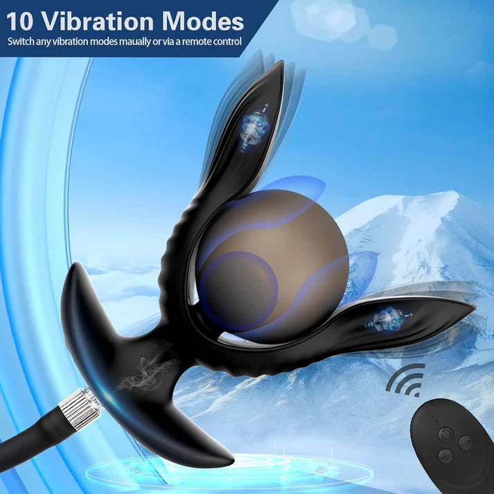 Inflatable Anal Plug Prostate Massager with 10 Vibration Modes