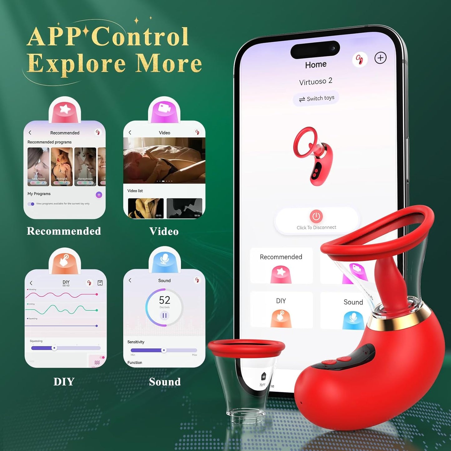 5 IN 1 Rose Vibrator G spot Stimulator with 3 Sucking & 9 Tongue Licking & Vibrating Modes