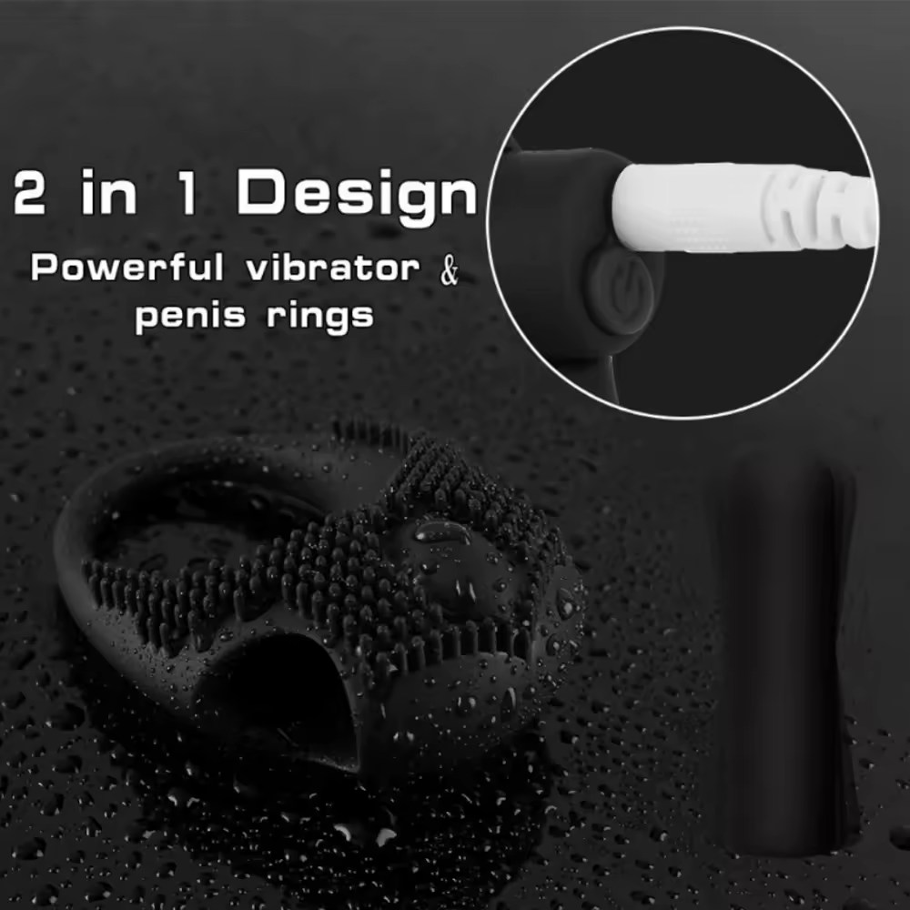 2 IN 1 Penis Ring Vibrator Ejaculation delay with 10 Vibration Modes