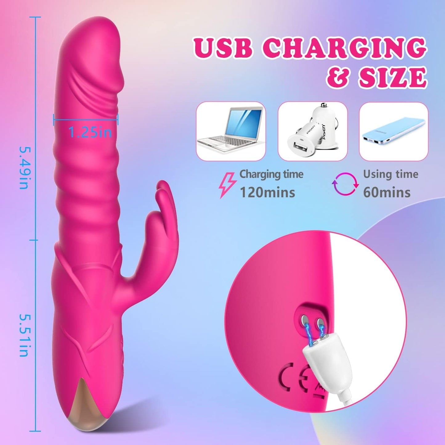 3 modes de poussée et 10 modes de vibration Vibromasseur Rabbit
