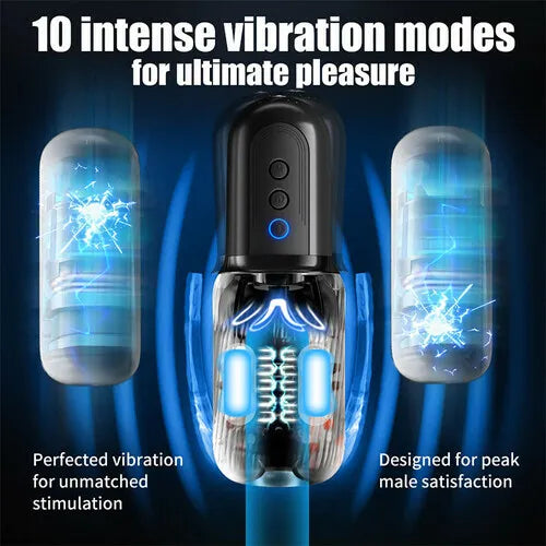 2 IN 1 Automatic Masturbator Penis Trainer Stroker with 10 Vibrations & 5 Sucking
