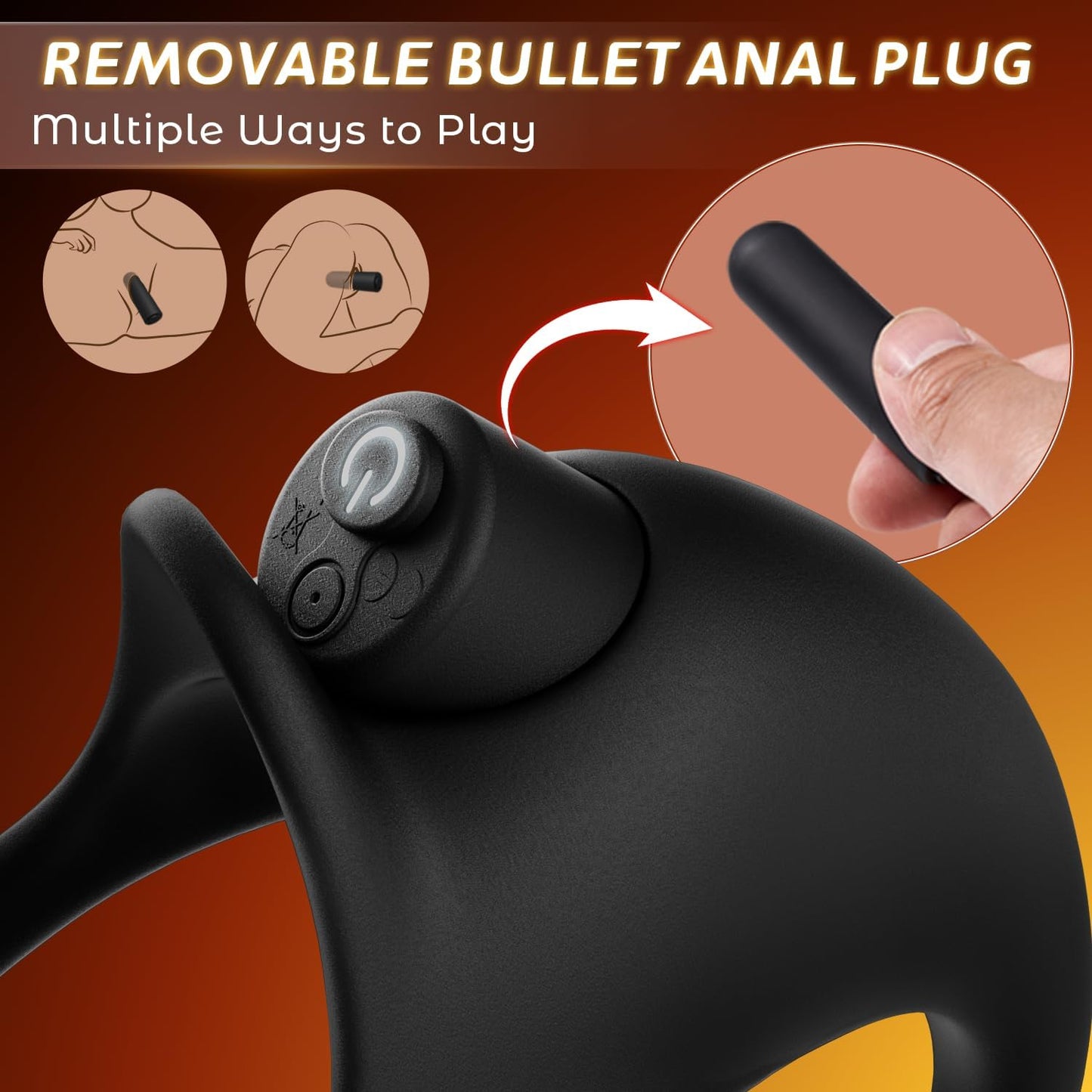 Anal Vibrator Butt Plug Penis Ring Stimulator Male Sex Toys with 10 Vibration Modes