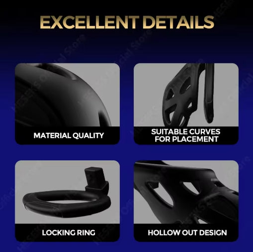 Chastity Cage Device Penis Exerciser with 3 Sizes Rings and Invisible Lock