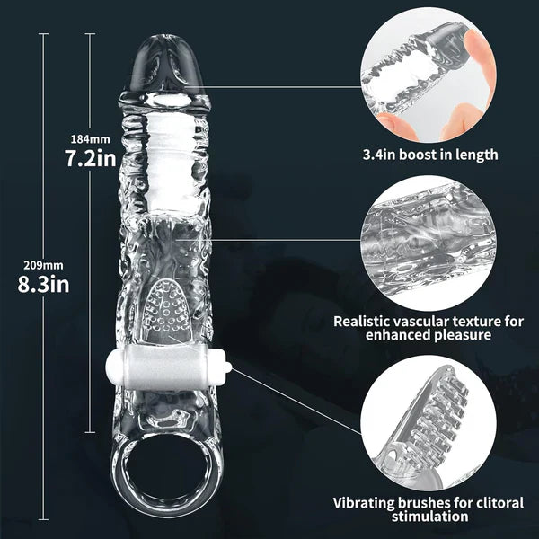 Reusable Penis Sleeve Extender Cock Ring with Multiple Vibration Modes