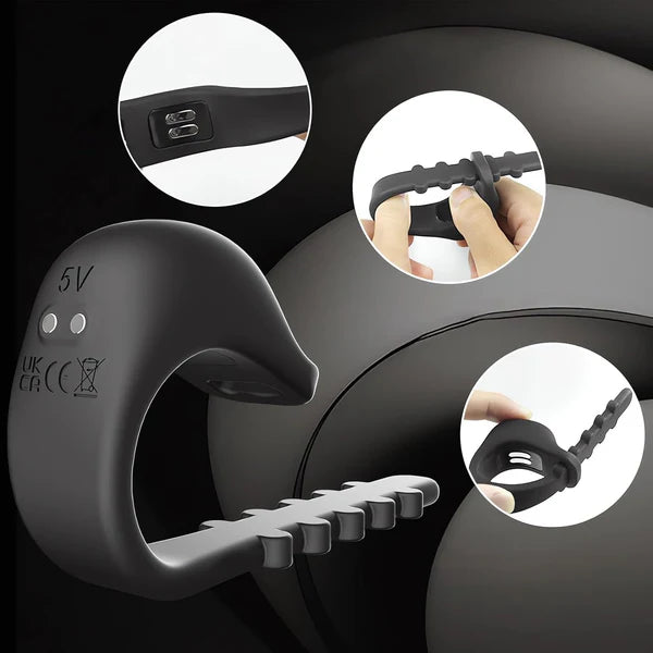 Adjustable E-stim Cock Ring Penis Trainer with 5 Electro Shock Modes