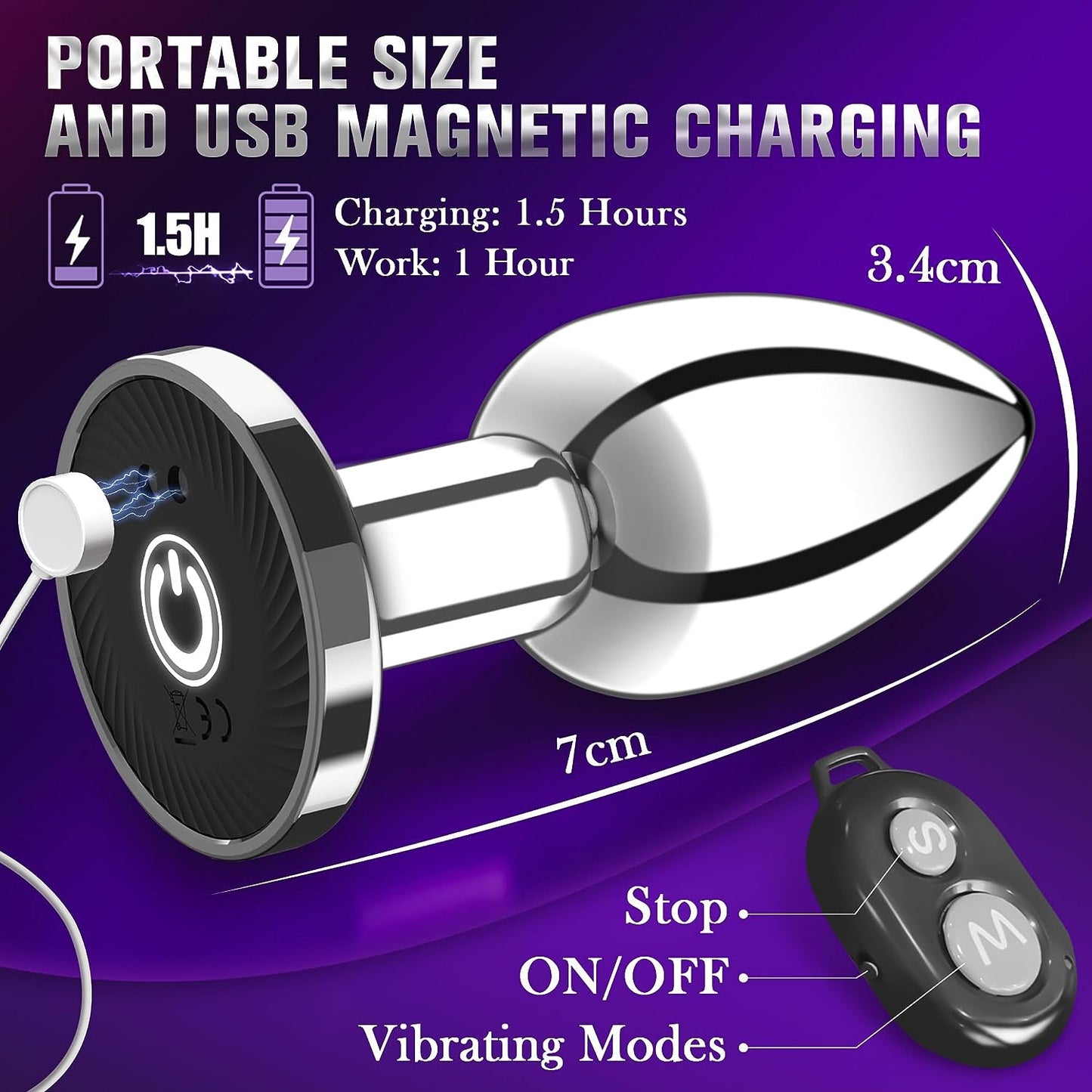 Plug Anal Anal Toys Butt Plug avec 10 Modes Vibrateur Télécommandé