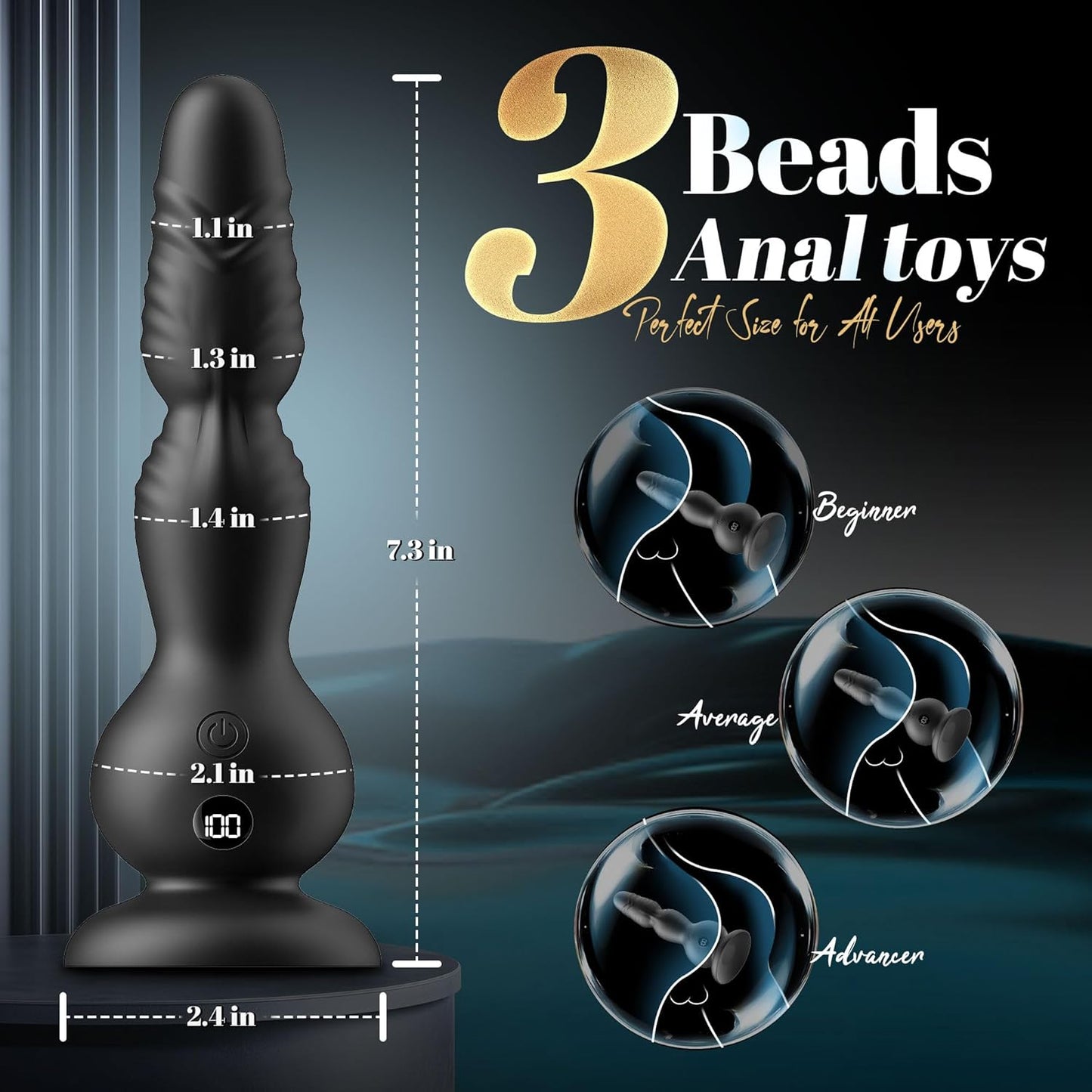 360°Rotation Anal Vibrators Prostate Massager with 10 Rotating & Vibrating Modes