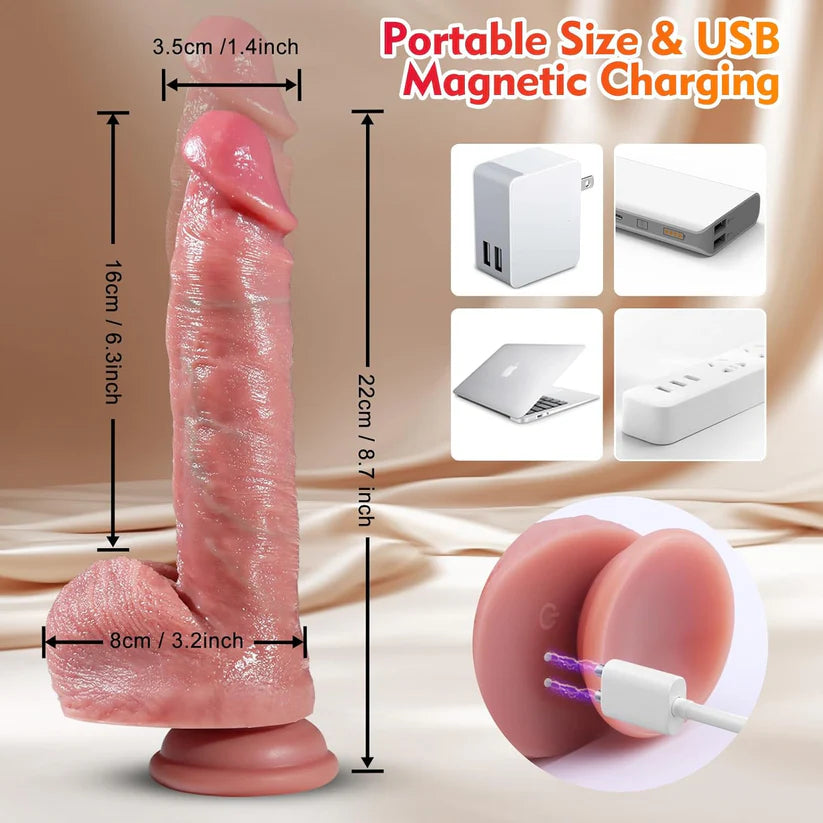 3 IN 1 Realistic Dildo Vibrator Sex Toys with 7 Thrusting & Vibrating & Heating Modes