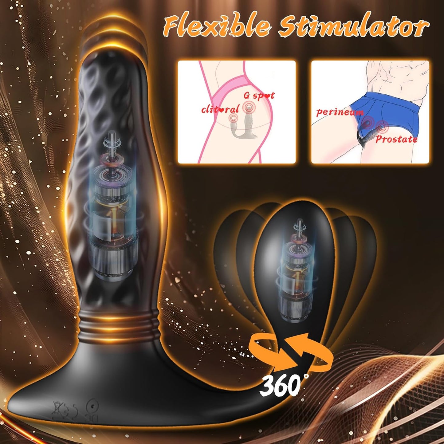 Anal Plug Prostate Massager Butt Plug with 12 Vibration & 3 Thrusting Modes