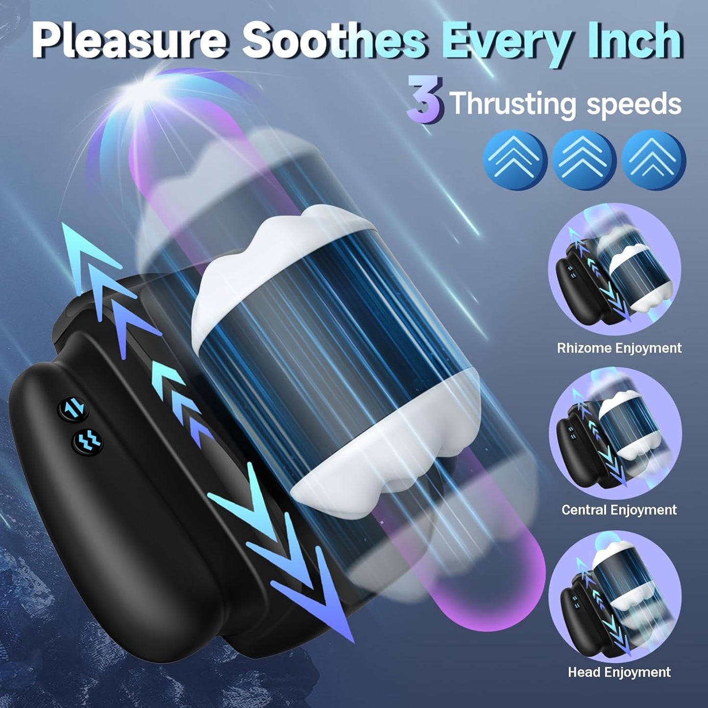 Electric Masturbator Penis Trainer Sex Machine with 3 Telescopic Functions & 9 Vibrations