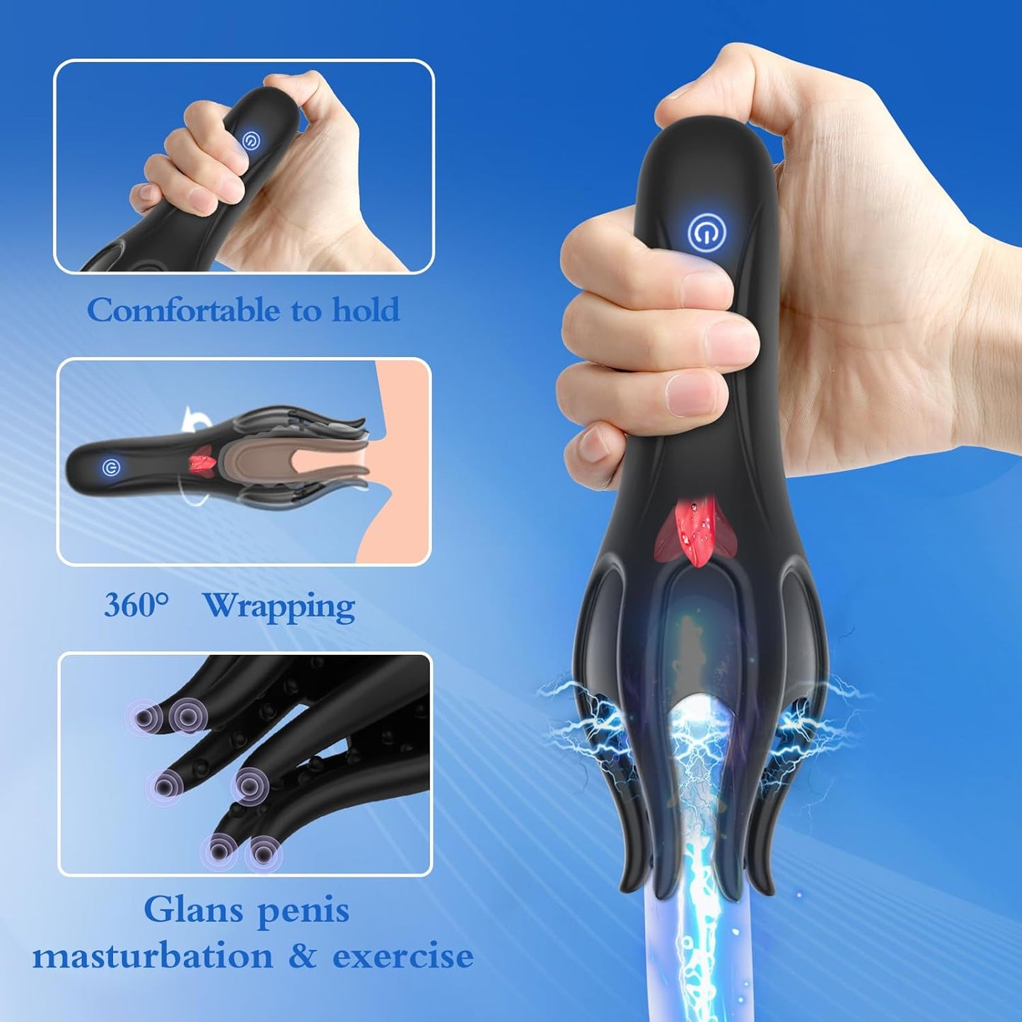 Masturbateur masculin de massage de pénis 3 en 1 avec 10 modes de vibration et 5 langues de léchage