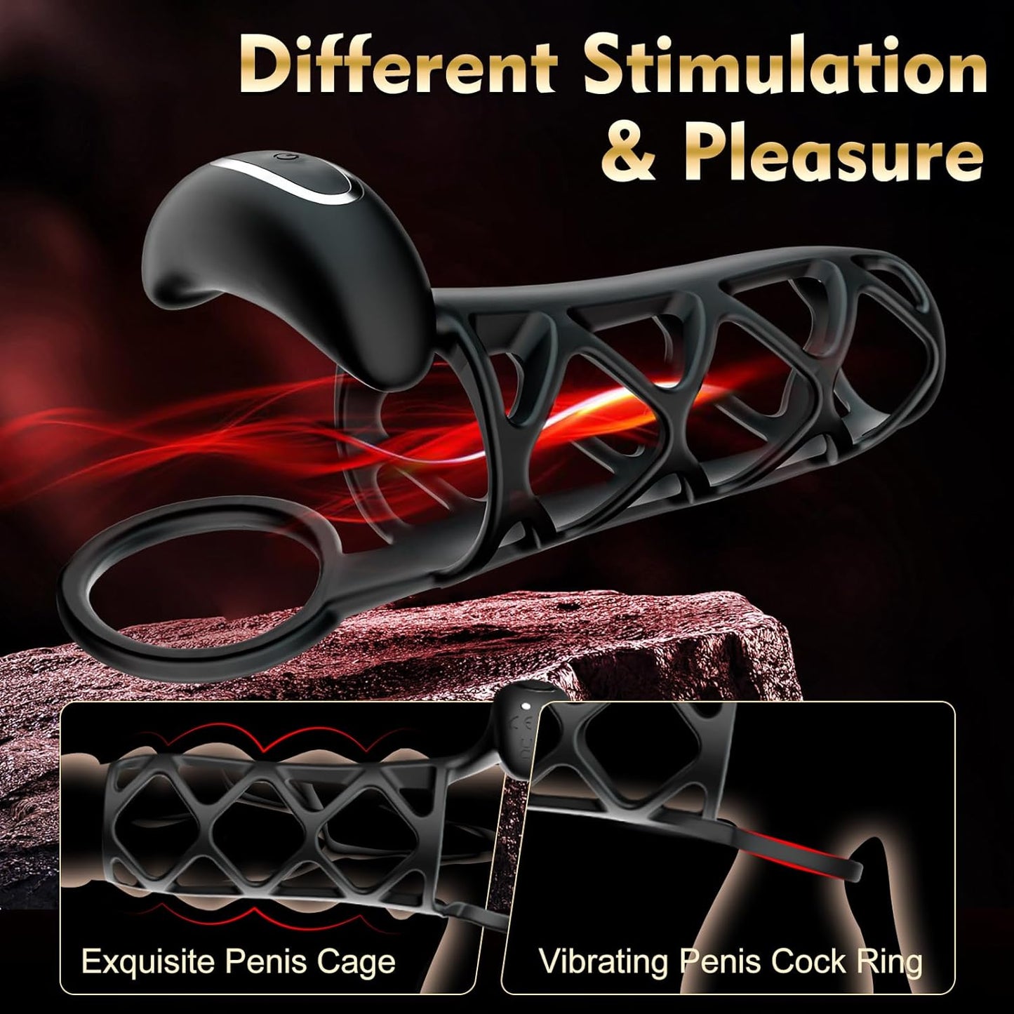 Penis Ring Cock Sleeve Penis Vibrator Extender with 10 Vibration Modes