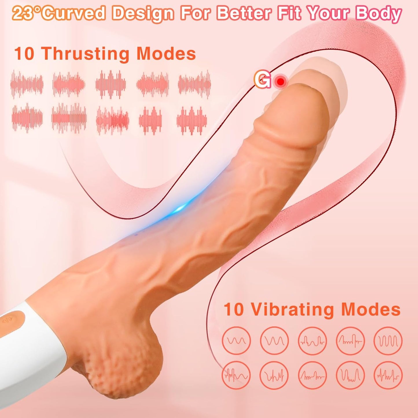 Sex Machine Thrusting Realistic Dildo with 10 Vibrating & Thrusting Modes