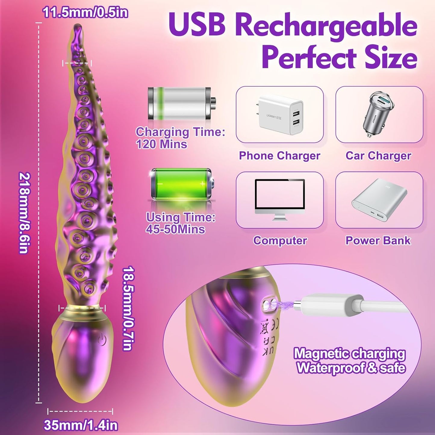 Realistic Tentacle Monster Dildo Anal Vibrator with 10 Vibrating Modes