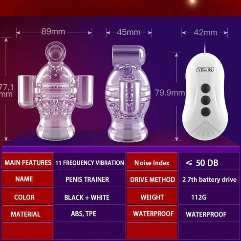 Electric Penis Trainer Massager Glans Vibrator Masturbator with 11 Vibration Modes