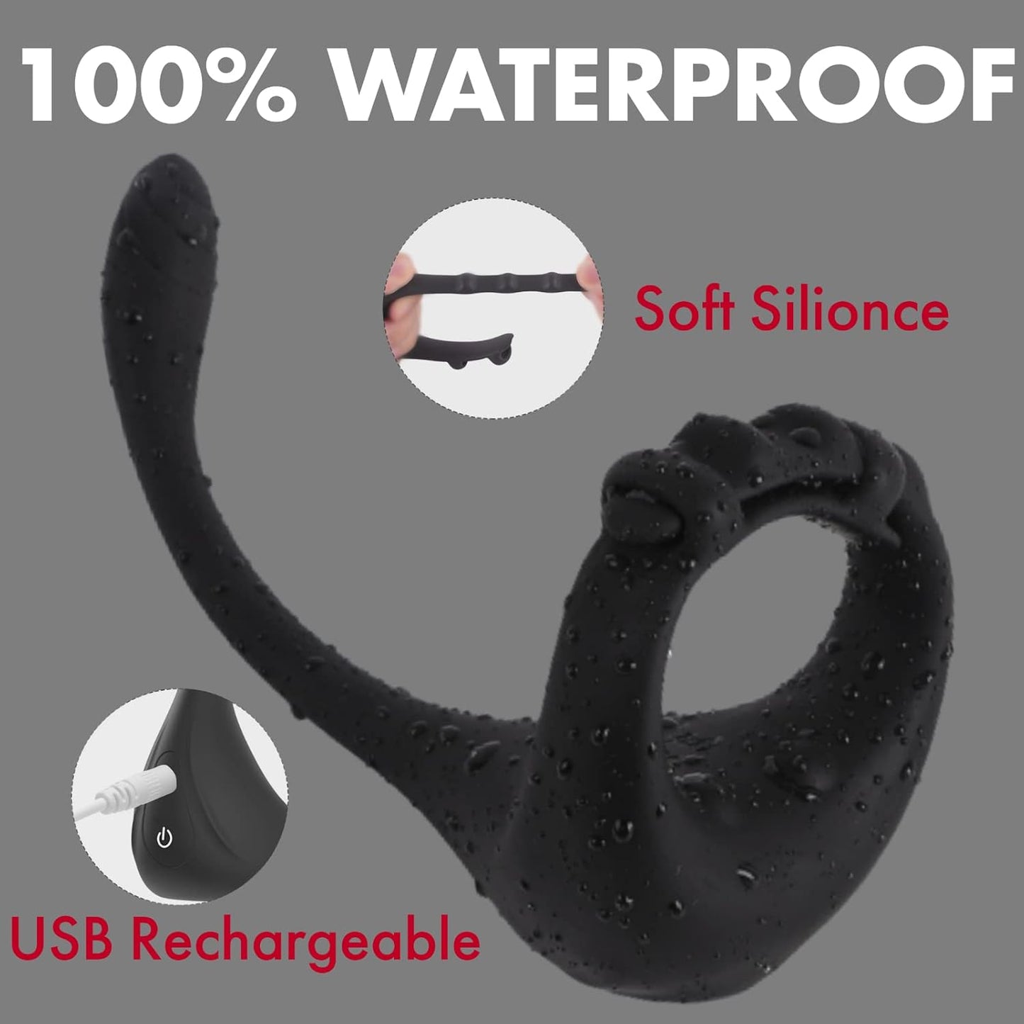 3 in 1 Vibrating Cock Ring Prostate Massagers with 10 Vibration Modes