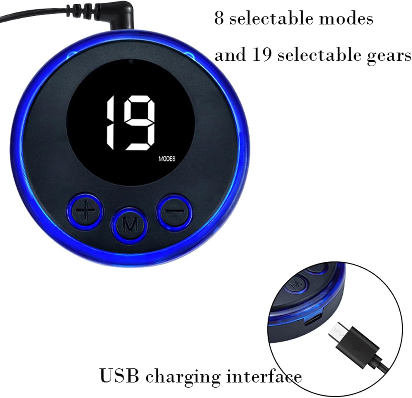 Electric Shock Cock Ring Penis Glans Trainer with 8 Modes & 19 Gears