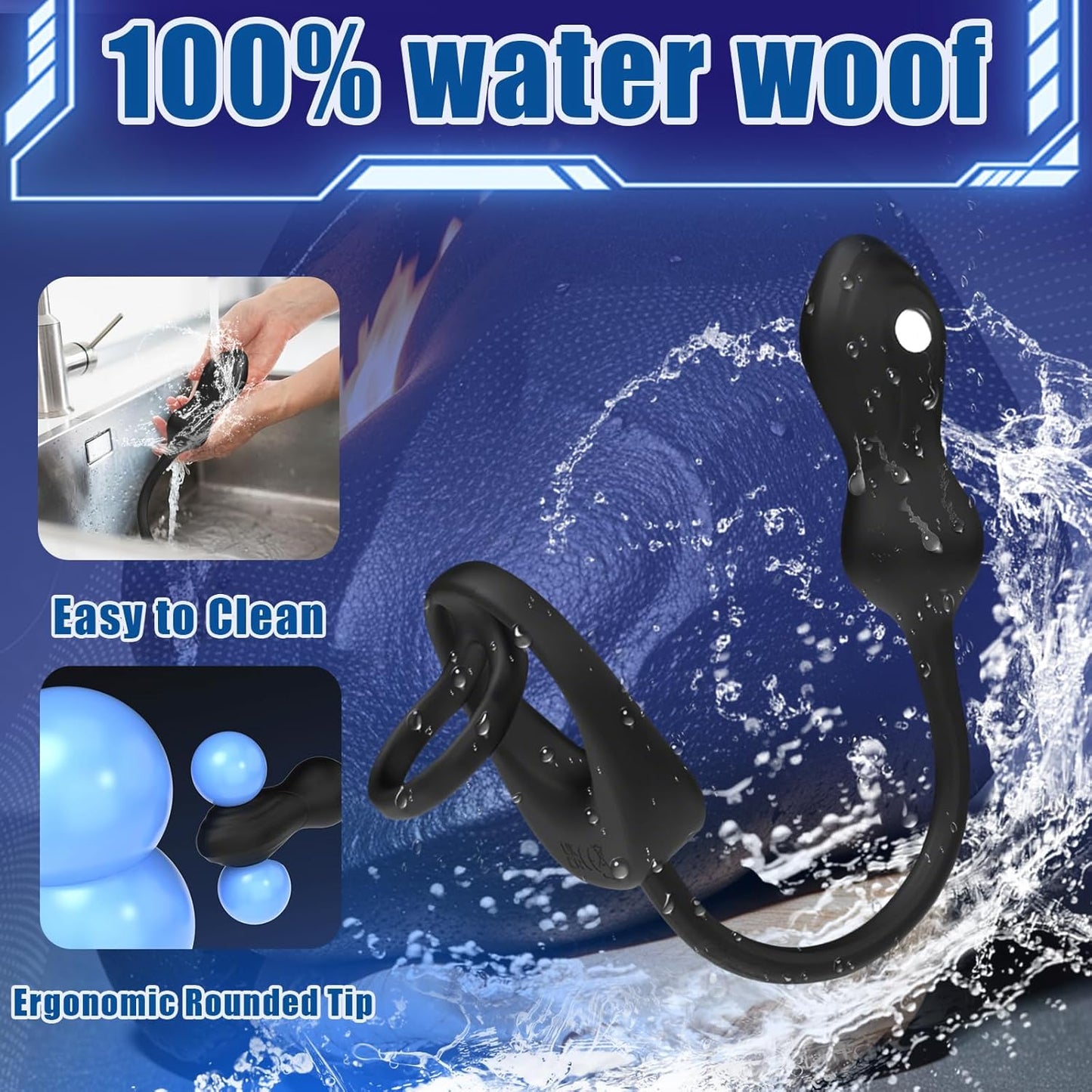E-stim Anal Vibrator Cock Ring Prostate Massager with 10 Vibration & 3 Shock Modes