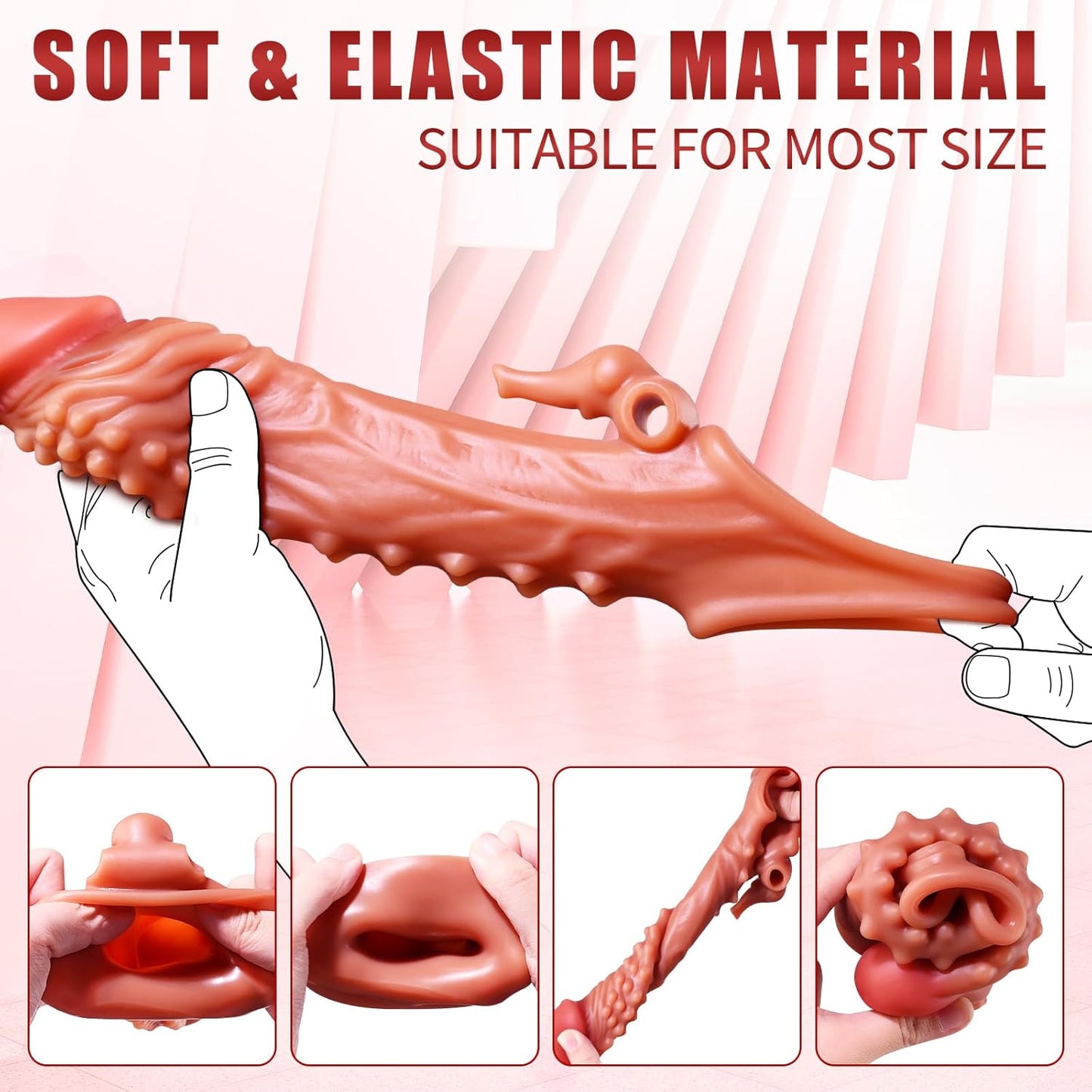 5 IN 1 Elephant Trunk Penis Sleeve Cock Sleeve with 10 Vibrating & Licking Modes