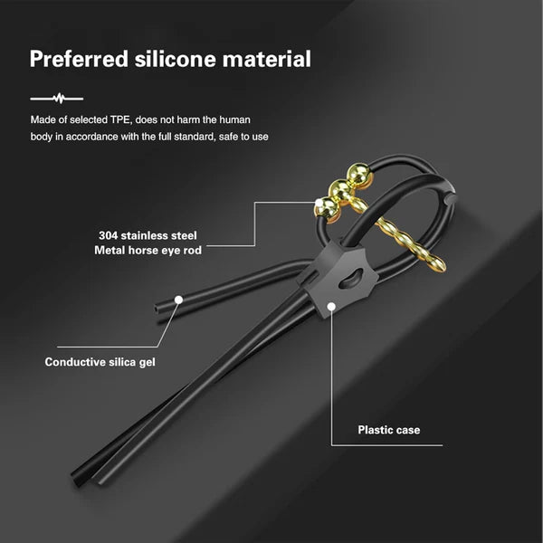 Electric Shock Cock Ring Plug Kit SM Male Chastity Cage Expander