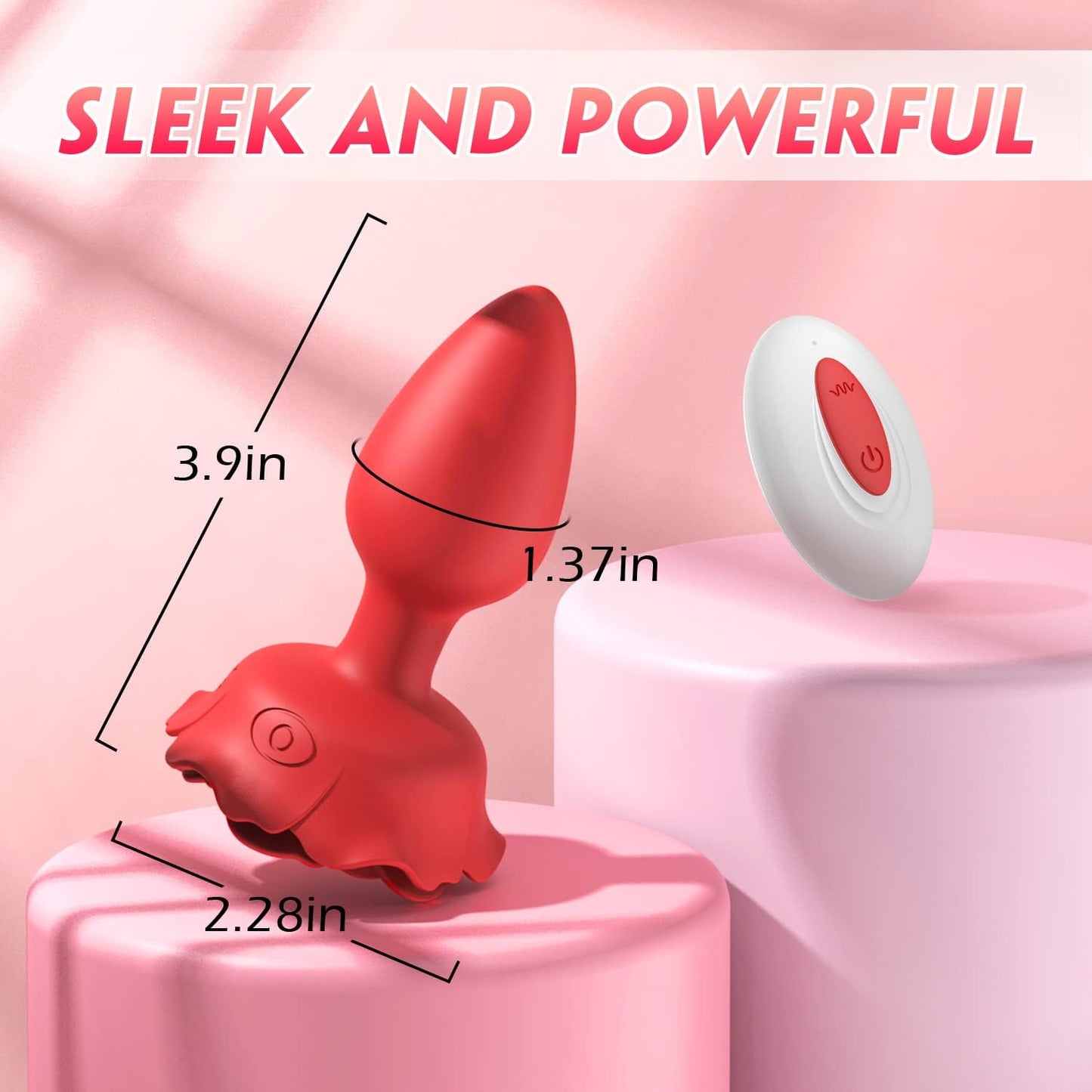 10 modèles de vibration Plug Anal Rose Vibrateur
