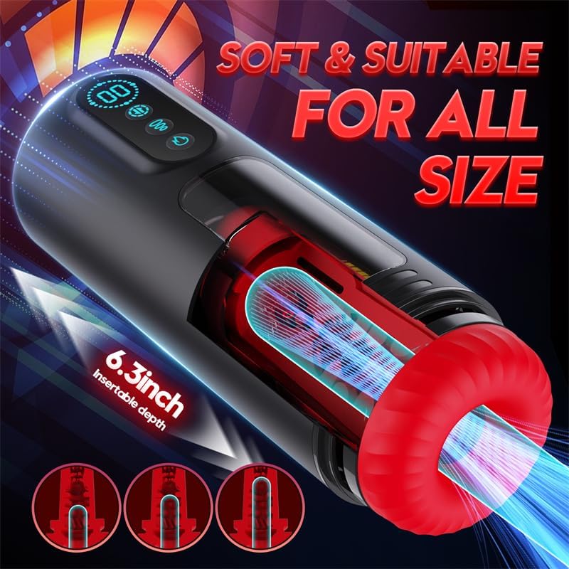 Masturbateurs automatiques à écran LCD 4 en 1 avec 9 modes de succion, de poussée et de vibration