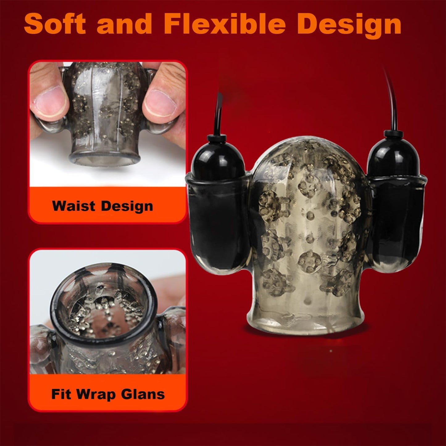 3D Particle Stimulation Penis Vibrator Extender Glans Trainer