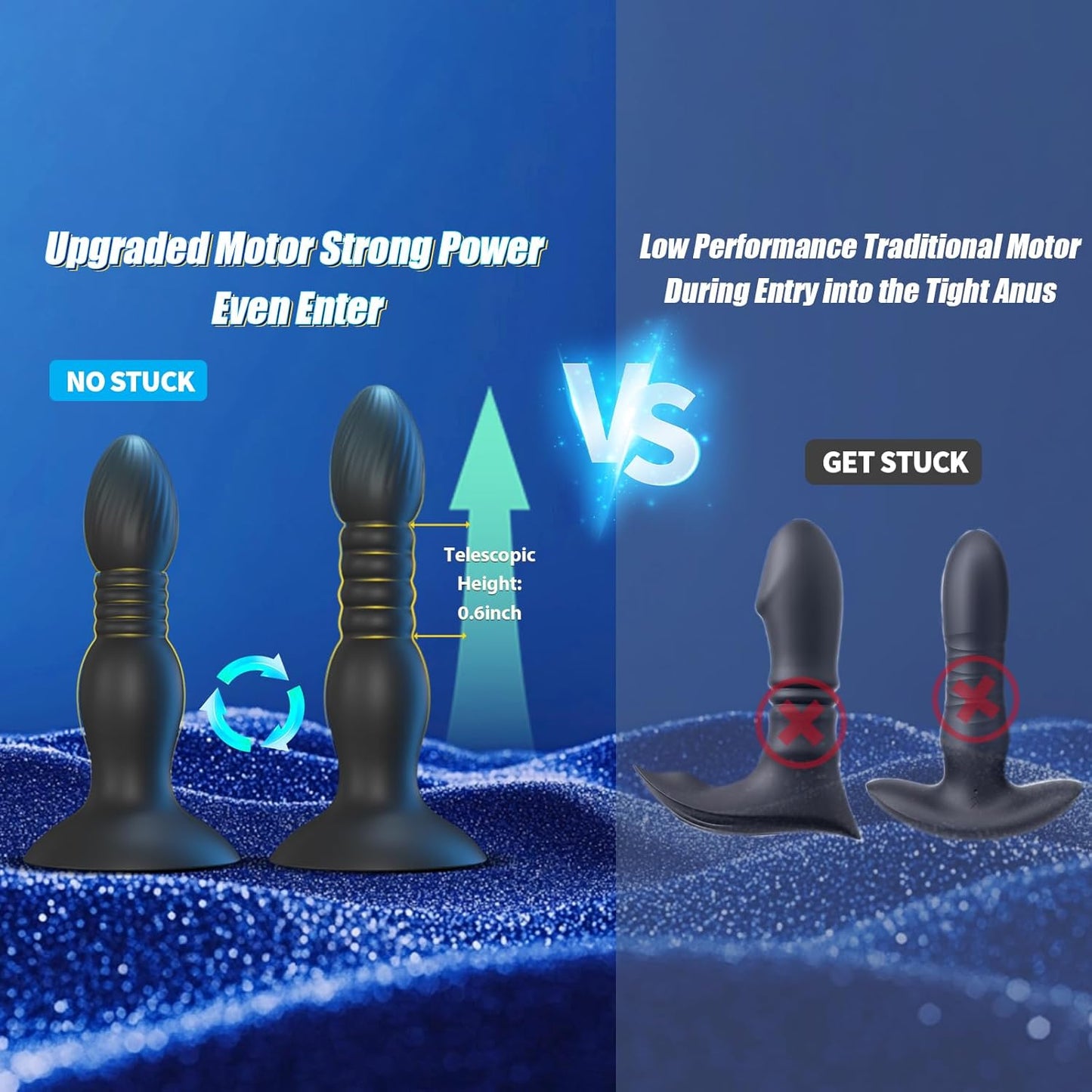Thrusting Vibrating Anal Plug Prostate Massager Butt Plug with 10 Powerful Modes