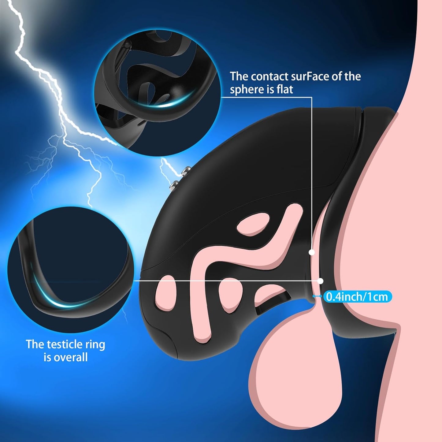 Remote Control Electric Shock Cock Cage Masturbator with 6 e-stim Intensities