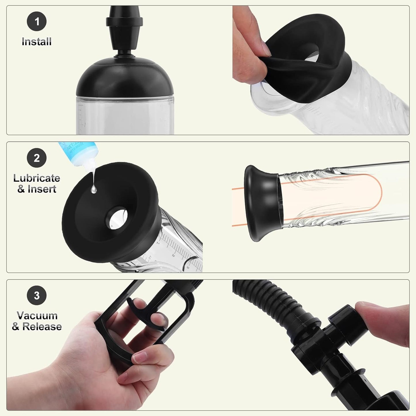 Manual Penis Trainer Vacuum Pump Enlarger Enlargement Masturbator