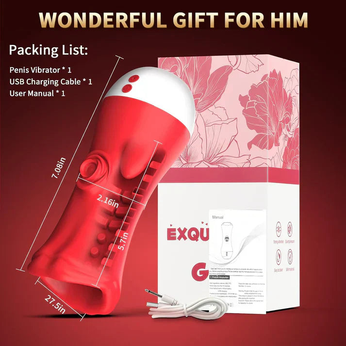 4 IN 1 Electric Masturbator Penis Trainer Vibrator with 10 Licking & 10 Vibrating Modes