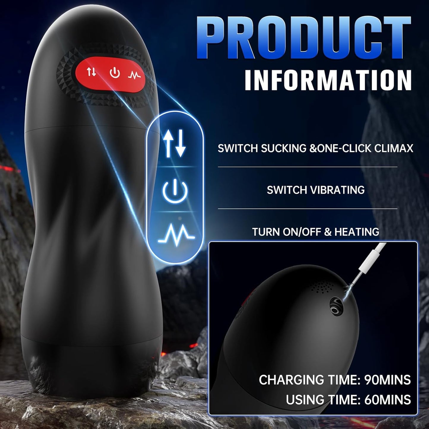 Pompe à pénis pour masturbateurs masculins à succion automatique avec 9 aspiration, 10 vibrations et chauffage