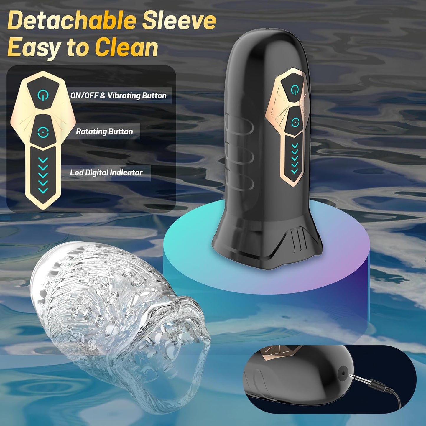 Masturbateur automatique avec 5 modes de rotation intelligents et 10 modes de vibration