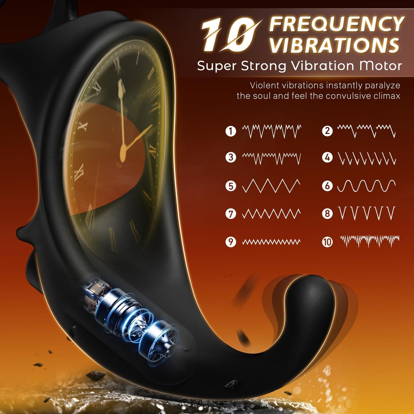 Anal Vibrator Butt Plug Penis Ring Stimulator Male Sex Toys with 10 Vibration Modes