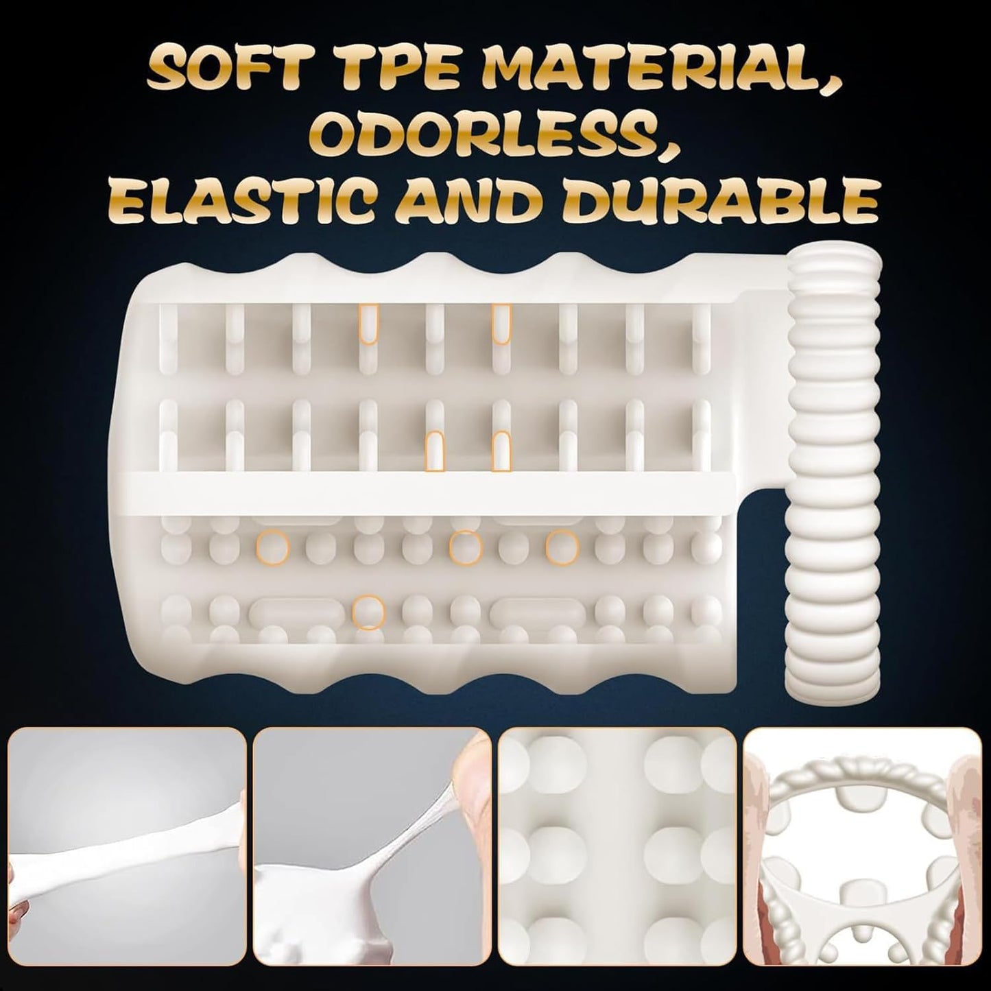 2 Tunnel Holes Penis Trainer Masturbator with 10 Vibration Modes