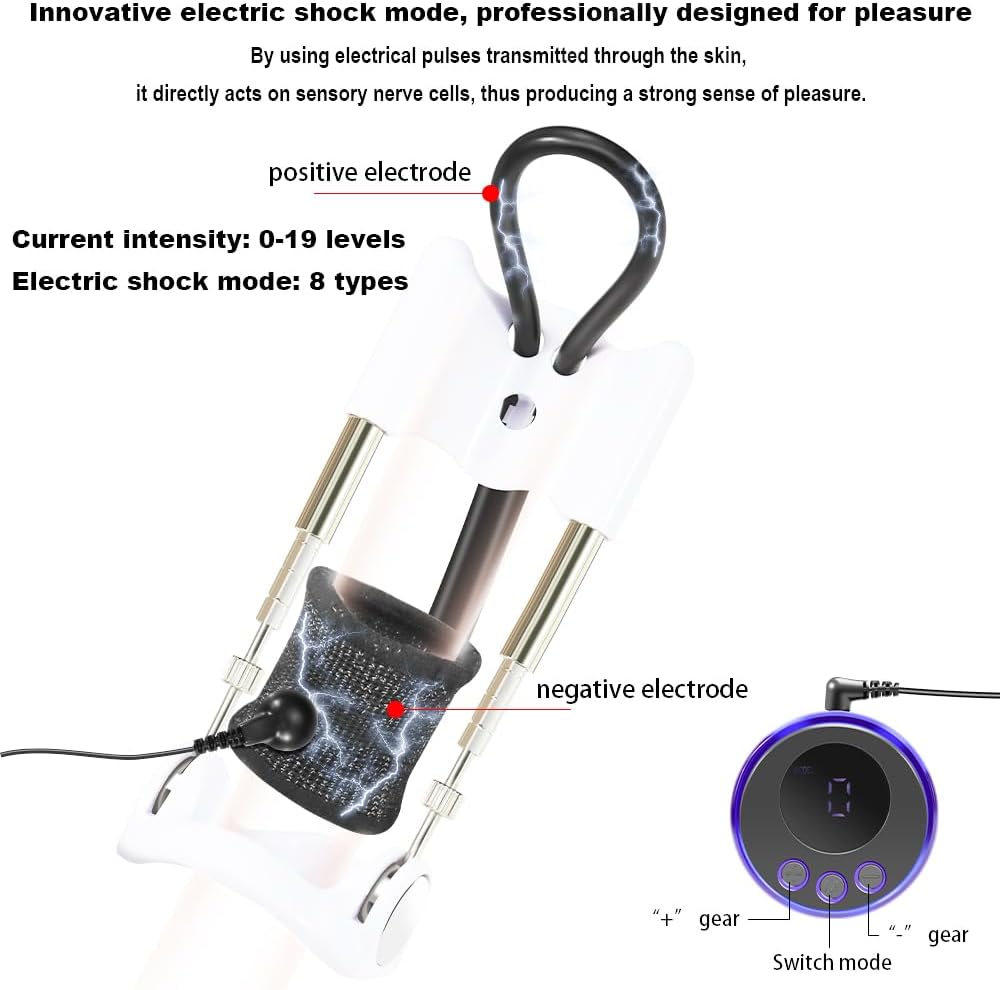 E-stim Penis Glans Extender Enlargement Stimulator System Set