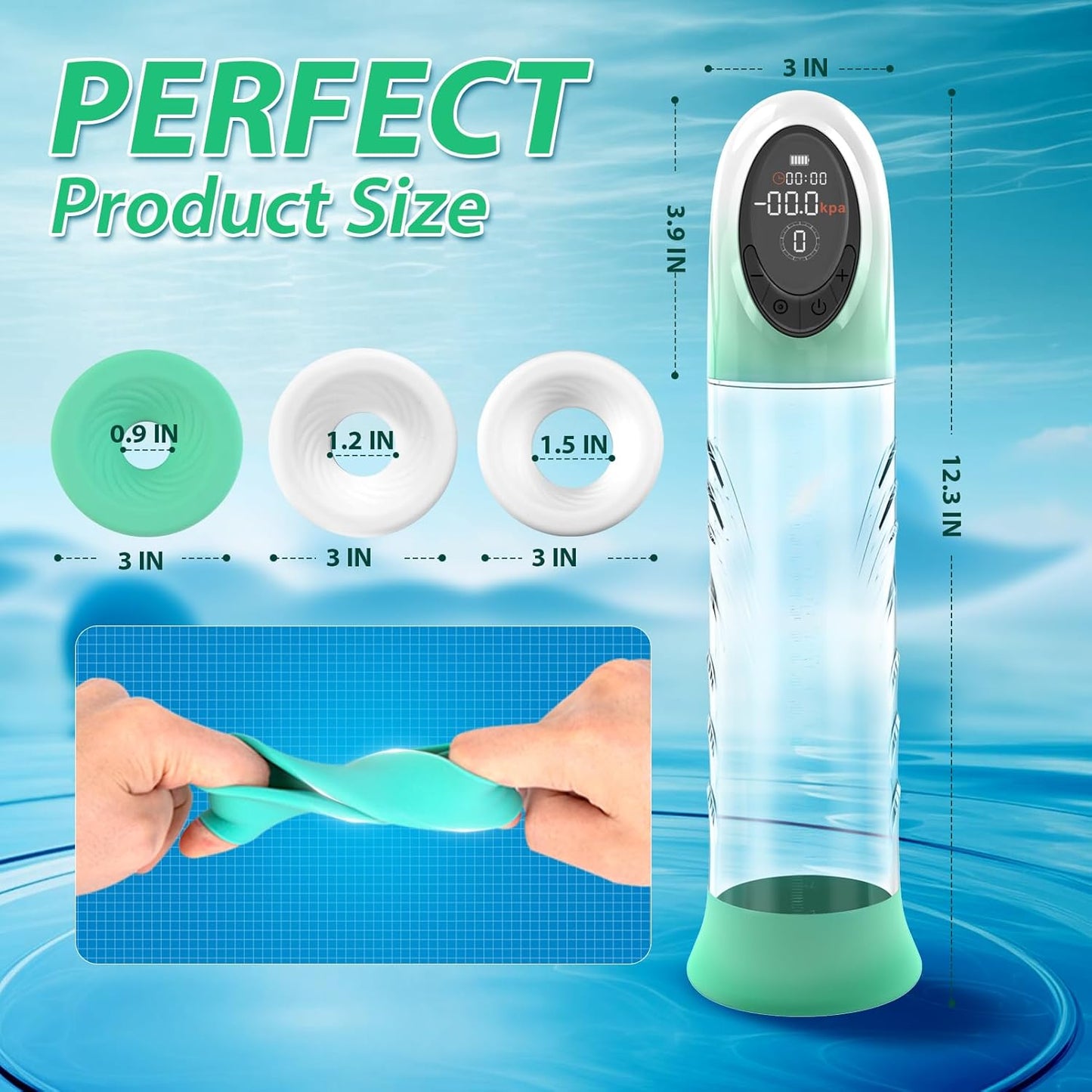 4 Pressure Levels 9 Suction Modes LCD Display Electric Vacuum Penis Pump Masturbator