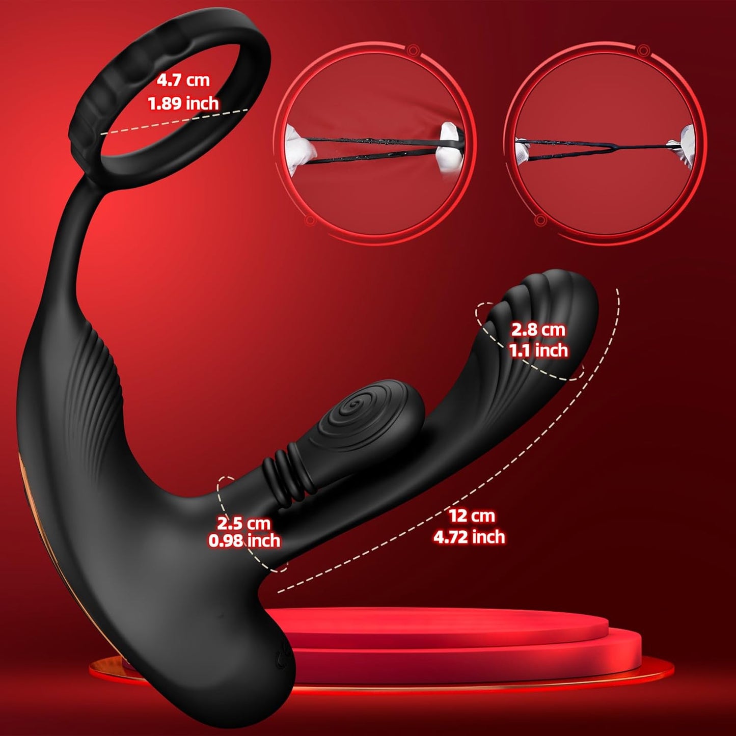 Anal Vibrator Prostate Massager Cock Ring with 10 Kneading Modes & 10 Vibrating Modes