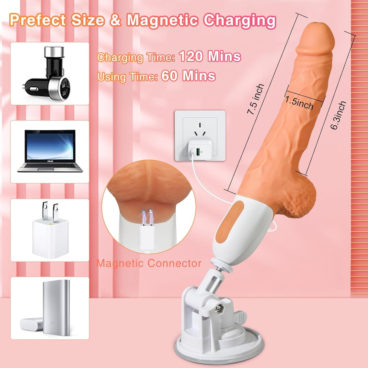 Sex Machine Thrusting Realistic Dildo with 10 Vibrating & Thrusting Modes