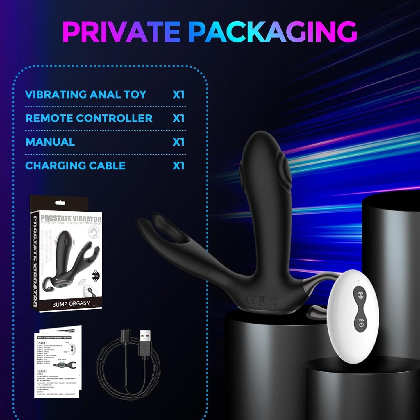 3 IN 1 Prostate Massager Anal Vibrator ButtPlug with 10 Thump Tapping & Vibration Modes