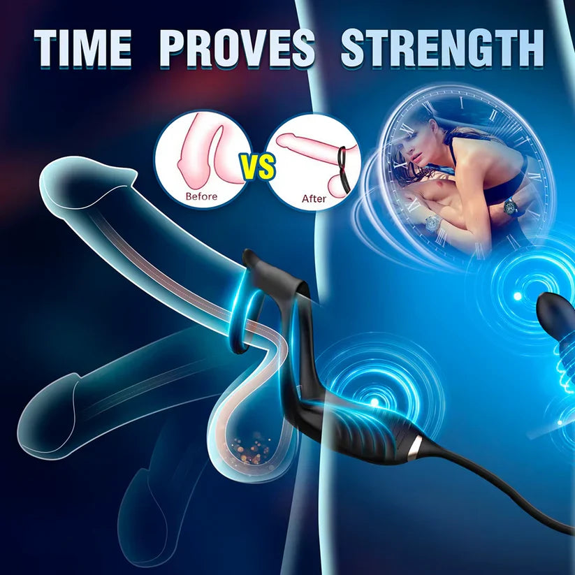 Anal Vibrator Butt Blug Prostate Massager Penis Ring with 10 Plus Modes